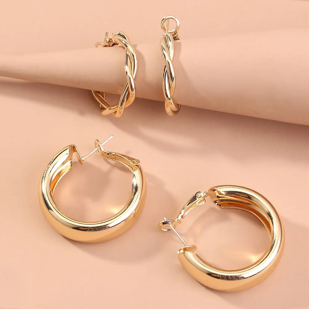 Дизайнерские золотые серьги-подвески C-образной формы модные эстетические