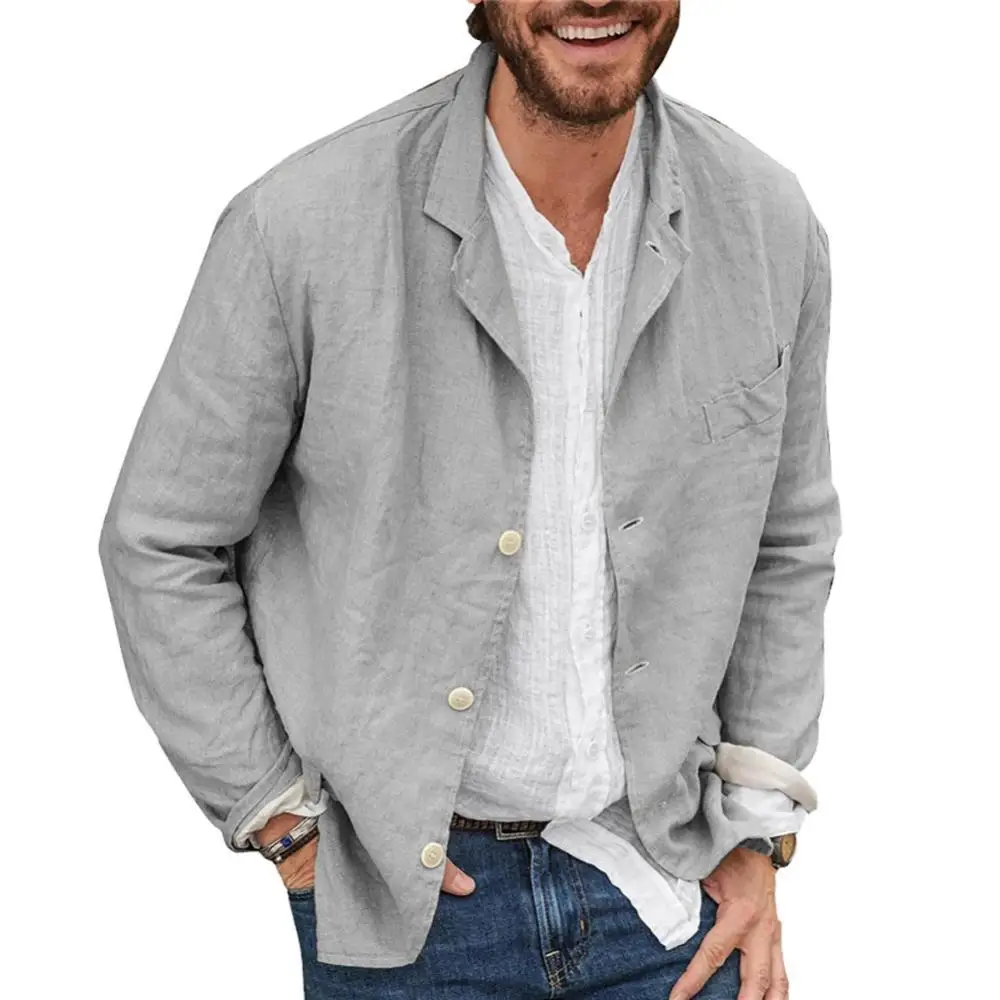

Men Autumn Casual Solid Color Long Sleeve Single-breasted Blazer Coat Jacket
