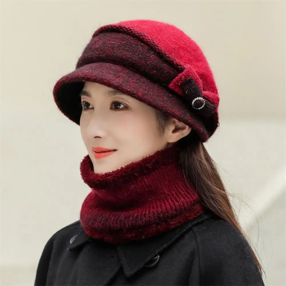 

Anti-shrink Fabulous Knitted Winter Hat Face Cover Thicken Winter Scarf Warm for Home