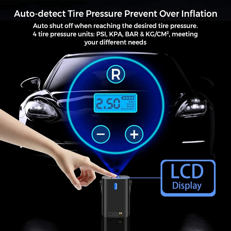 Barato Compresor De Aire Portátil Para Coche, Inflador De Neumáticos De 150PSI, Bomba De Neumáticos Recargable Por USB Para Neumáticos De Coche, Bicicletas, Bolas De Motocicleta