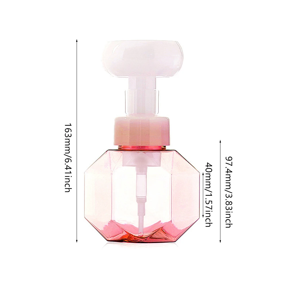 

300ml Liquid Soap Dispenser Flower Shape Foam Foaming Pump Empty Bottle Plastic Clear Bottle Shower Gel Foam Pump Bottle