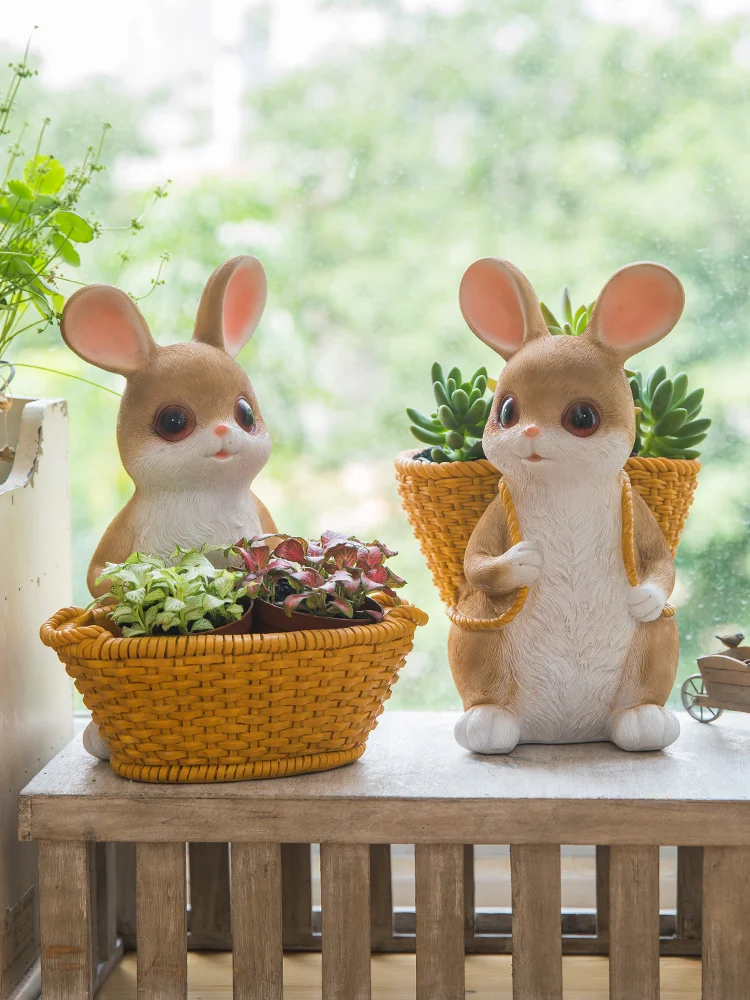 Patio Decoration Flower Pots Balcony Decoration Lovely Rabbit Creative Flowerpot Wedding decor Home Accessories Holiday Gifts