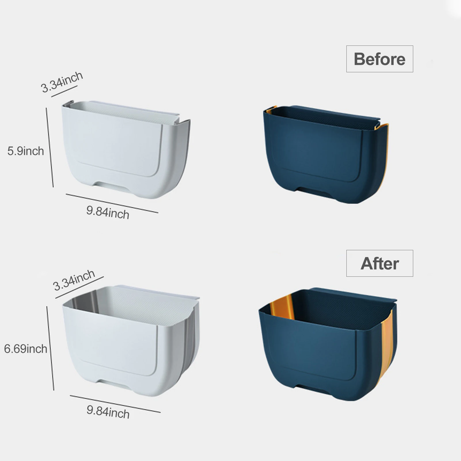 

5L Collapsible Trash Can Folding Hanging Trash Can Foldable Trash Bin for Kitchen Cabinet Door Bedroom Bathroom Office Car