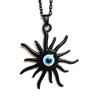 black evil eye bead mayan sun charm greek turkish necklace jewelry witchcraft necklace grunge necklace gothic necklace