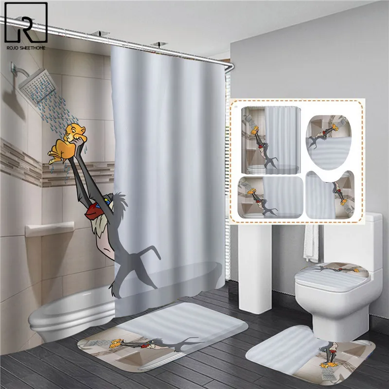 3d dinosaur shower curtains waterproof bathroom curtain with hooks anti slip bath mat set soft rugs wc toilet carpet home decor free global shipping