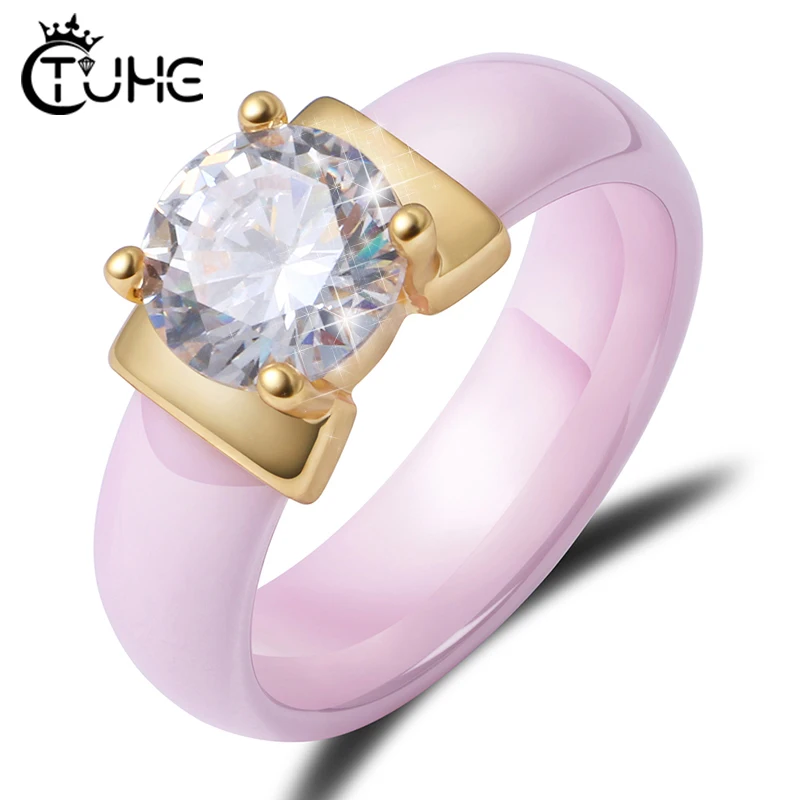 Женское керамическое кольцо с цирконием обручальные кольца фианитом и