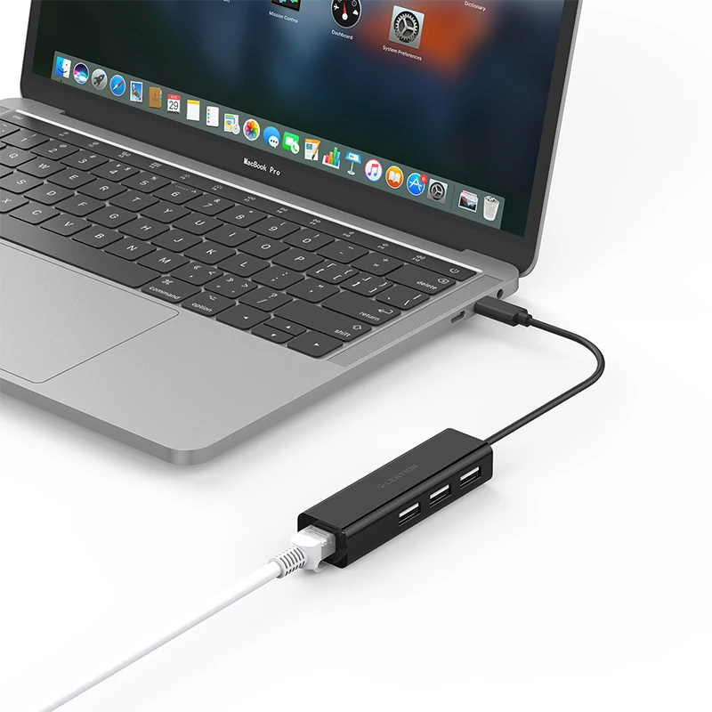 Концентратор с 3 портами USB адаптер RJ45 Ethernet LAN для MacBook Pro 13/15/16 (Thunderbolt 3) Mac Air 12