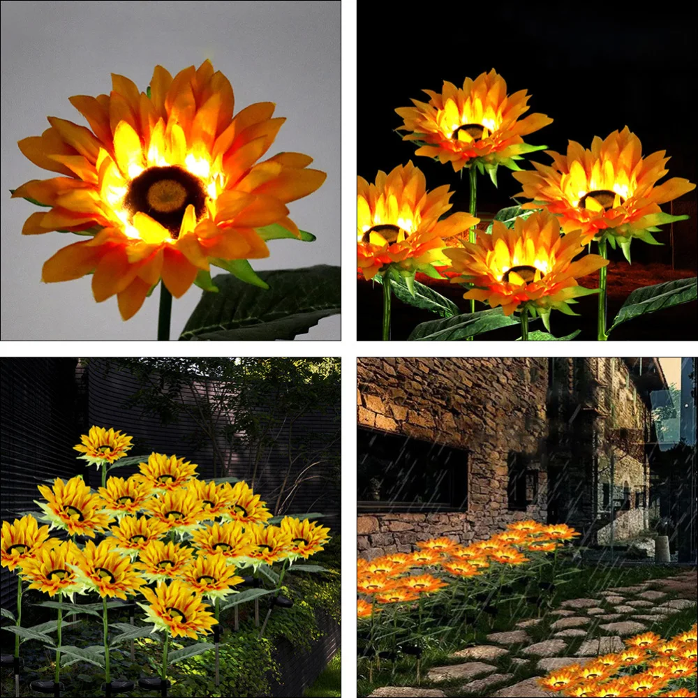 

1pc Solar Energy Sunflower Shape Lamp Outdoor Garden Lamp Yard Ambience Lamp