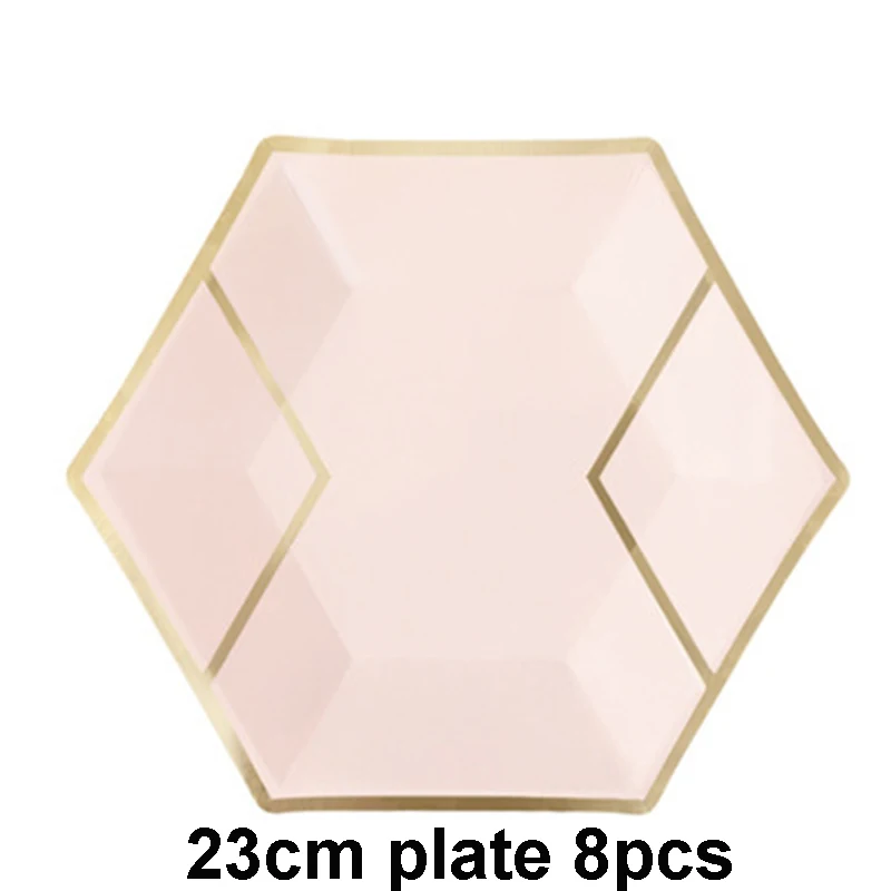 9 inch Plate Розовые, розовые, золотые вечерние одноразовые столовые приборы, бумажные тарелки, стаканчики, соломинки, салфетки, для детей, на день рождения, для малышей, вечерние, свадебные, декоративные принадлежности - Цвет: 9 inch Plate