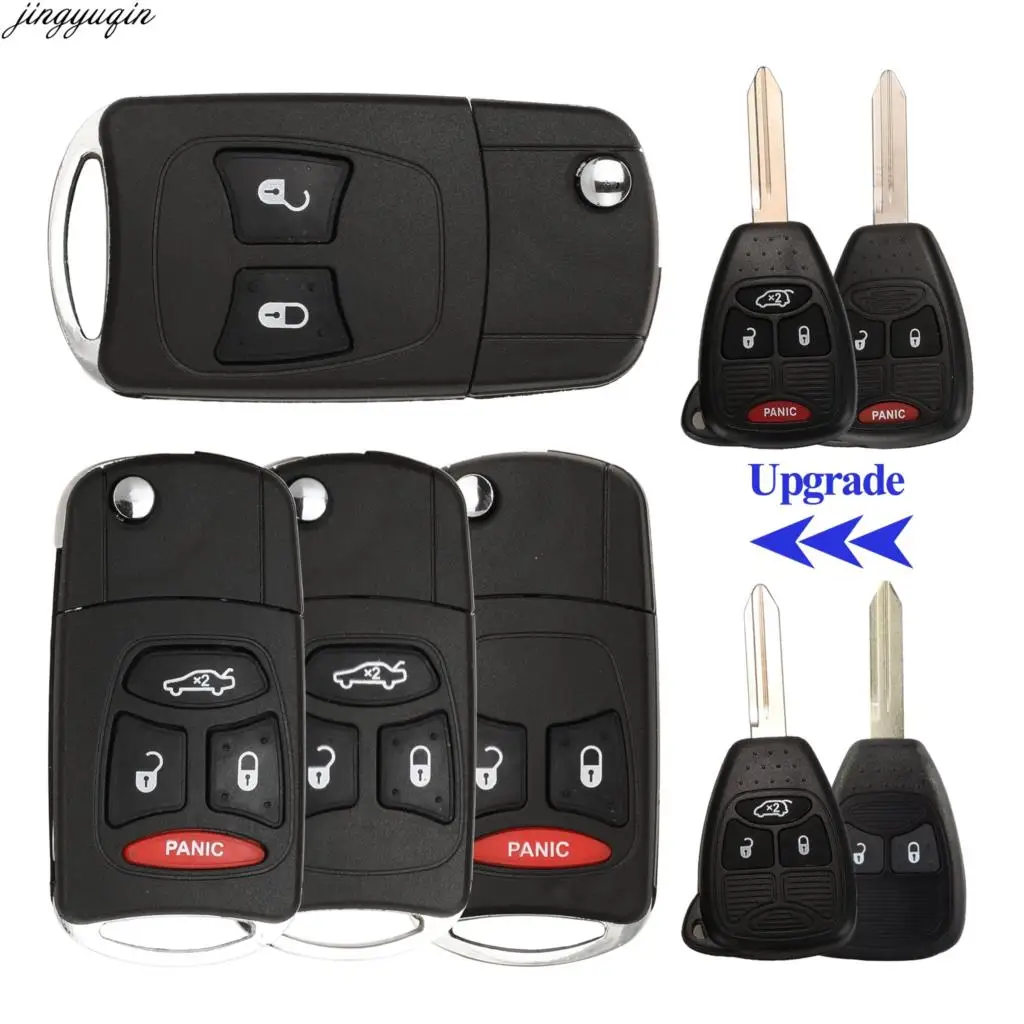 

Jingyuqin 10X Remote Car Key Case Shell Modified For Chrysler Town Country Dodge Grand Caravan Jeep No Battery Holder 2/3/4 BTNS