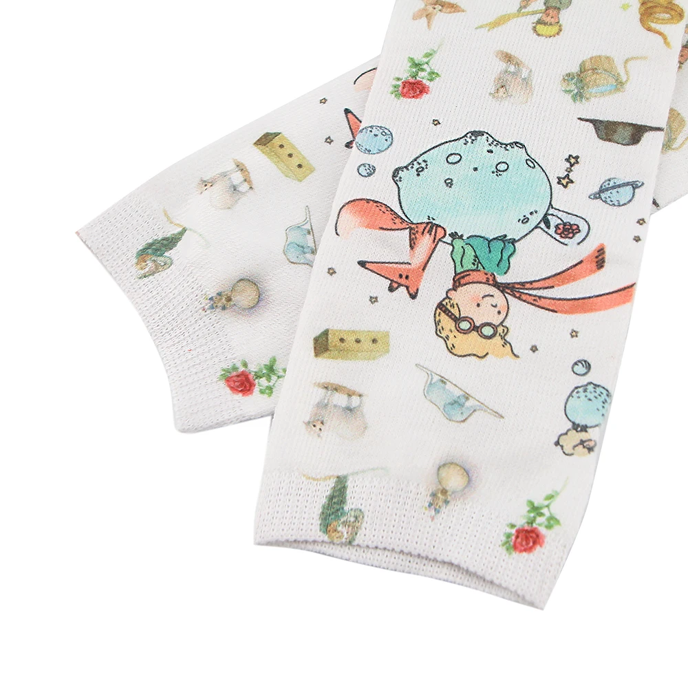 SP696 1 Pair The Little Prince Cartoon Fashion Sports Short Socks for Children Women Girls 3D Printed Pattern Socks
