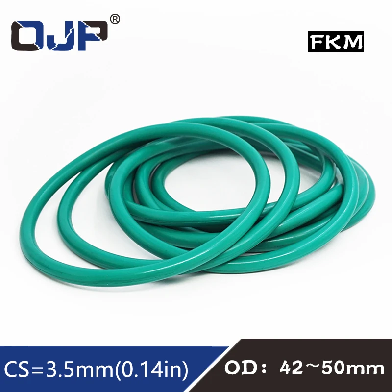 Резиновое кольцо 5 шт./лот зеленое уплотнительное FKM cs3.5 мм OD42/43/44/45/46/47/48/49/50