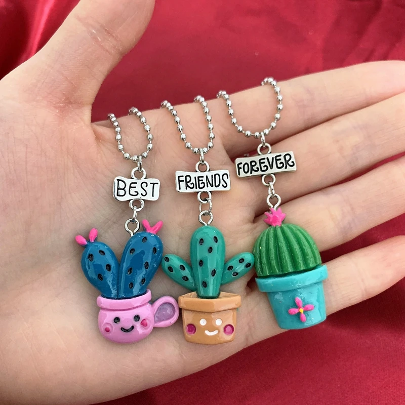 Ожерелье с подвеской в виде цветного кактуса для детей 3 шт./компл.|Ожерелья