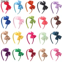 10pcslot 4 solid bow headband for women girls grosgrain ribbon handmade hair accessories bowknotted hairband children