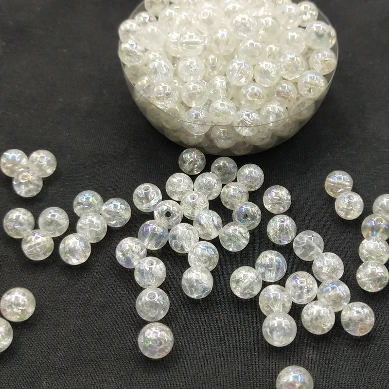 50 шт. 8 мм 10 цветные простые трещины акриловые Круглые шарики с трещинами разбитые