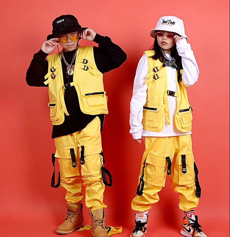 Children'S Jazz Dance Costumes Boys Street Dance Set Hip Hop Clothing For Girls Hiphop Pocket Set Ballroom Stage Outfits DQS306