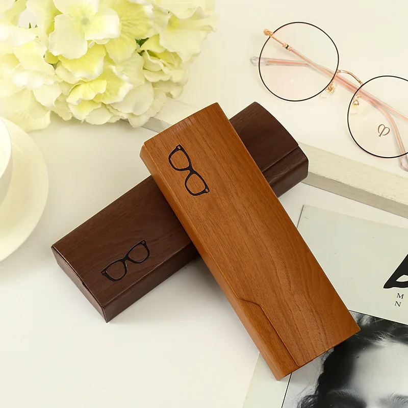 

High Quality Fashion Handmade Glasses Case Square High-grade Pressure Resistant Wood Grain Glasses Case Customized Wholesale
