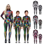 Комбинезон со скелетом на Хэллоуин для взрослых, детей, родителей и детей, костюмы для косплея семьи, страшный 3D Детский комбинезон, Рождественский подарок