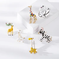 wybu zebra swan deer giraffe brooches for women cute animal brooch pin fashion jewelry gold color gift for kids exquisite broche