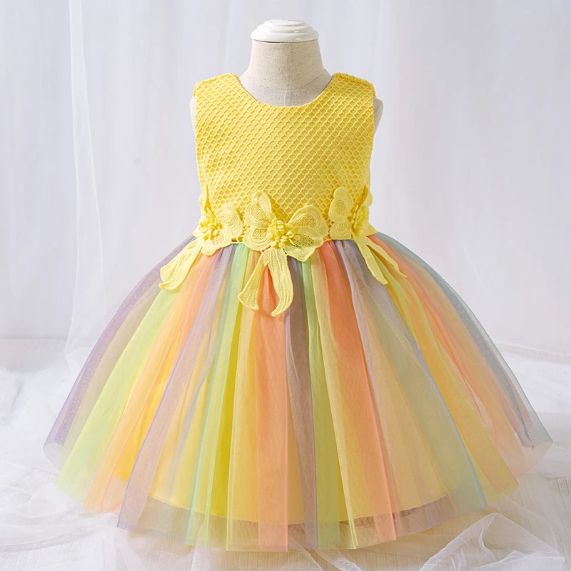 

2021 с цветочным узором платье для крещения платье-пачка для девочек платье на день рождения для детей для маленьких девочек разноцветные пла...