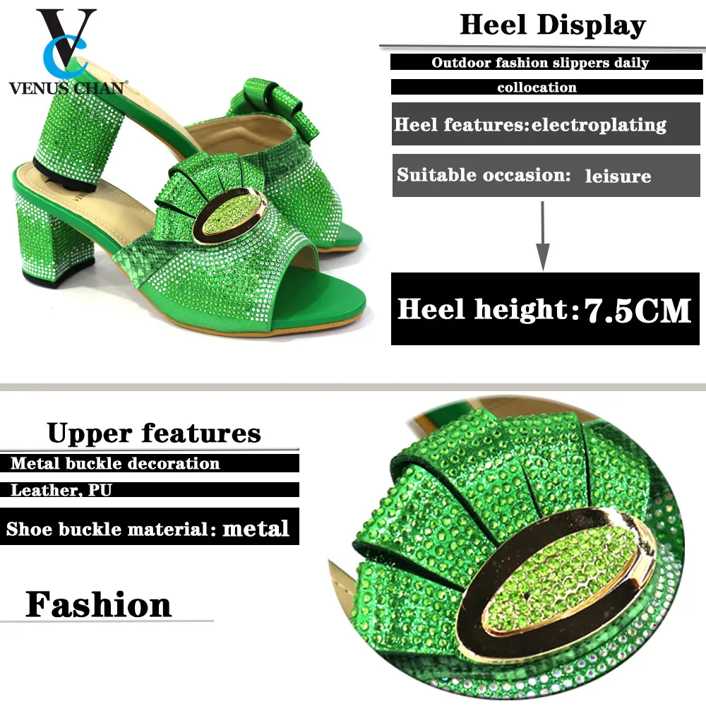 

Italian Design Nigerian Lastest Fashion Colorful Crystal Style Women Shoes and Bag Set in Champagne Color