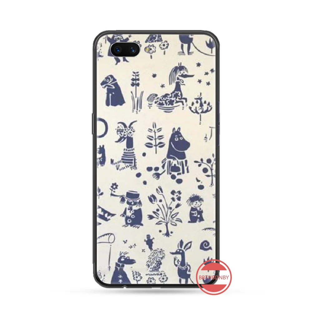 Чехол для телефона Art Cartoon Hippo moomin милый мягкий черный чехол OPPO R9 R11 R15 R17 RENO Realme S PLUS