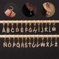 1pc creative cz 26 english letters hoop stud earring zircon statement cartilage earrings puncture helix piercing jewelry