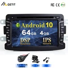 Автомобильный мультимедийный плеер, DSP, IPS, Android 10, Automotivo 2 Din для DaciaSanderoDusterRenaultCapturLadaXray 2Logan 2 GSP
