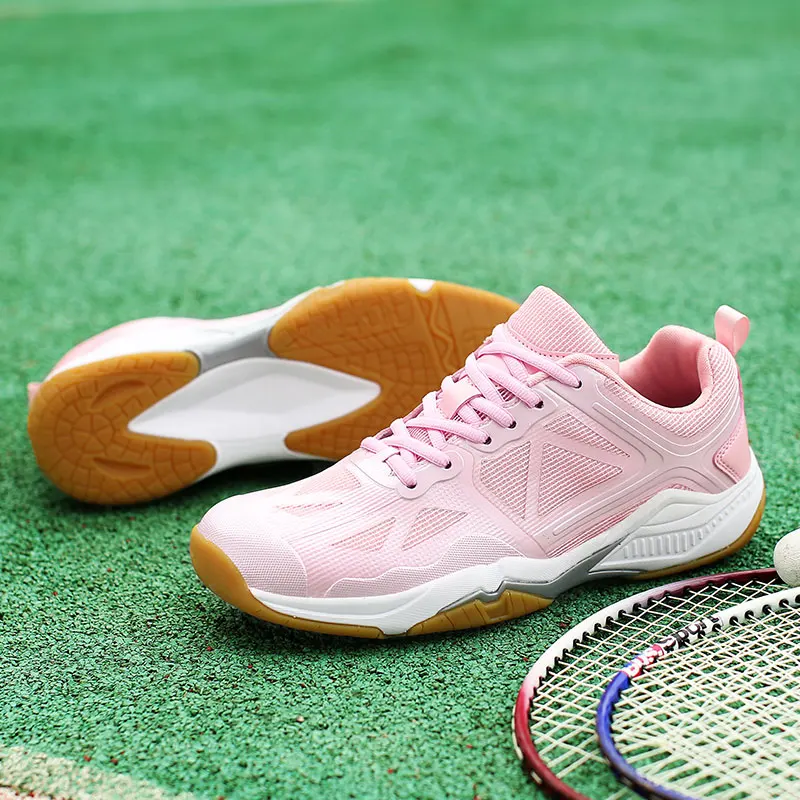 2021 Luxury Pink Badminton Shoes Women Men Anti Slip Volleyball Sneakers Ladies Tennis Shoes Quality Badminton Sneakers Man