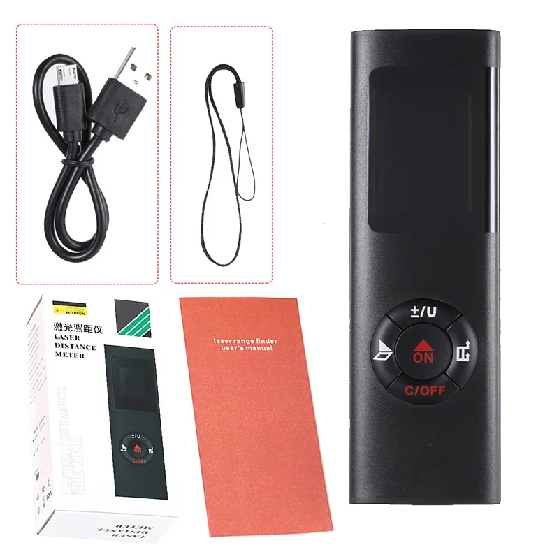 

40M LCD Digital Laser Rangefinder USB Charging Distance Meter Gauge Handhold Infrared Range Finder Measuring Tool W/ Backlight
