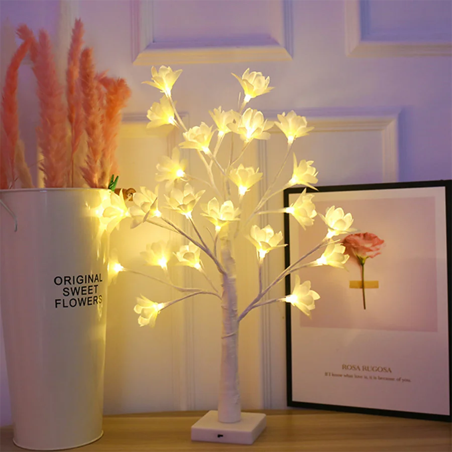 

Orchid Tree Light LED Lights USB Powered Decorative Tabletop Lighted 24LED 60CM Tree Lamp Artificial Branch Lights For Christmas