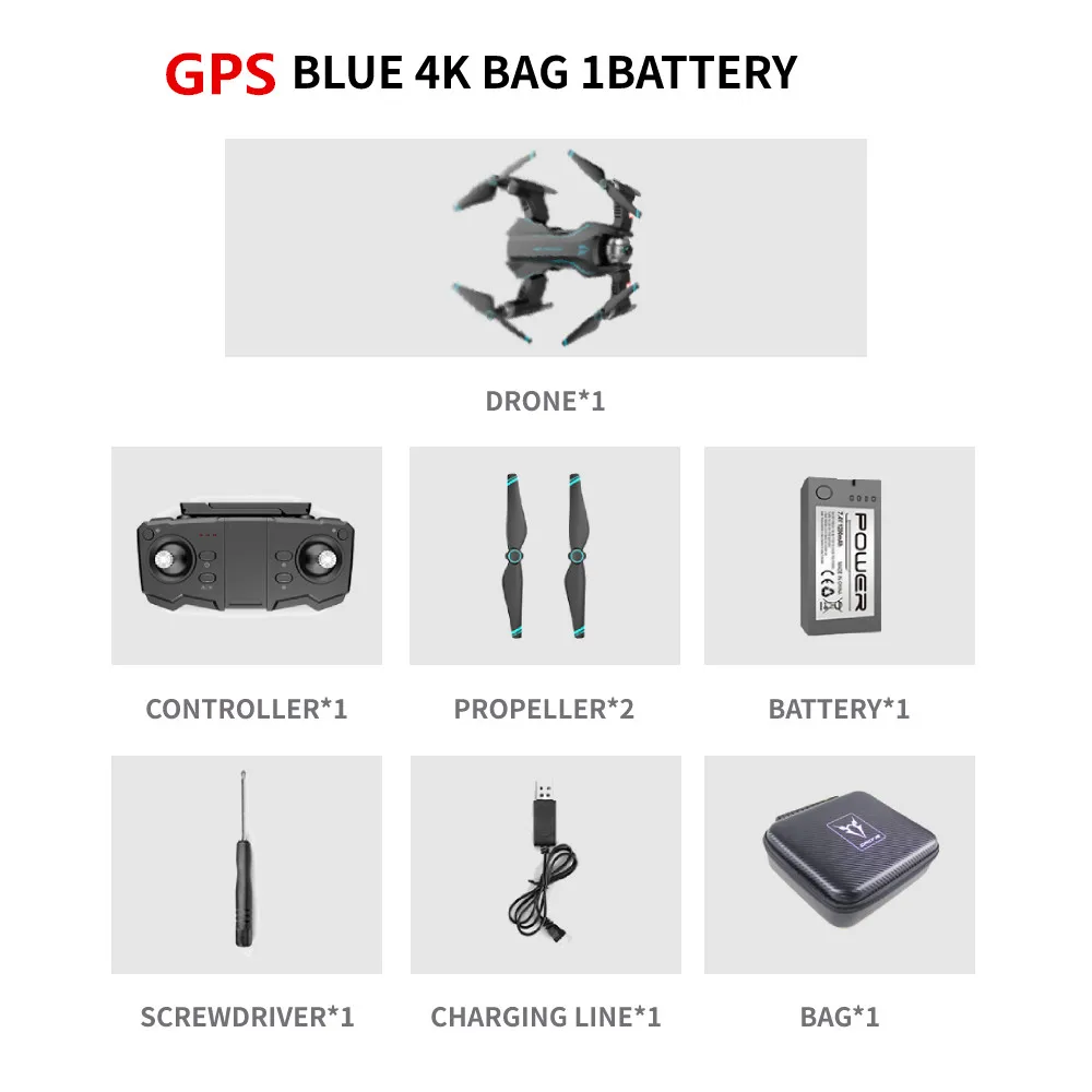GPS Blue 4K Bag 1B Радиоуправляемый квадрокоптер S20 Дрон gps 4K HD Двойная камера 5G wifi FPV складной селфи Дрон профессиональный оптический поток 500 м дальние расстояния - Цвет: GPS Blue 4K Bag 1B