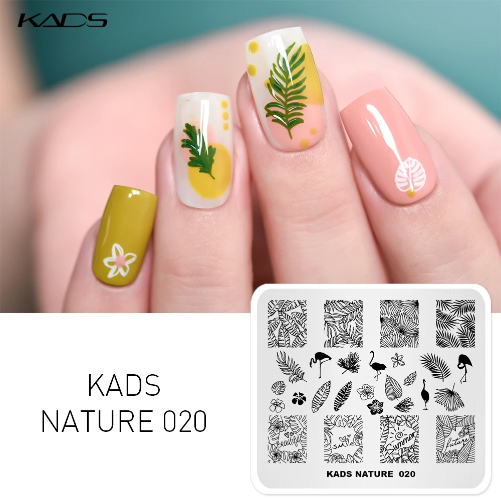 KADS NATURE 20 Фламинго цветок пластины для штамповки ногтей штамповка изображения DIY