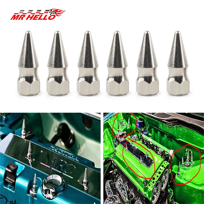 

JDM Style M6X1.0 Chrome Spikes Bolt Spiked Valve Cover Engine Bay Dress Up Washer Kit For Honda Civic Integra RSX Engine H23A1