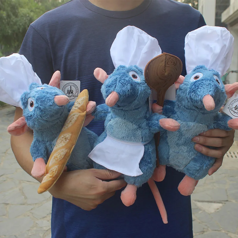 

30cm Disney Original Ratatouille Remy Rat With Spoon loaf White hat Soft Plush Toy chef 11.81"