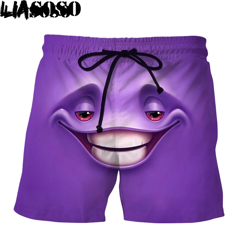 

LIASOSO Cartoon Emoticons 3D Printing Men Women New Pants Beach Sweatpants Shorts Fashion Casual Oversized Funny Interesting Top