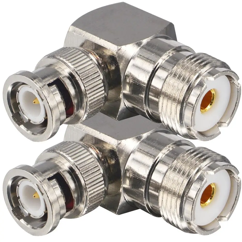 10 шт. адаптер с прямым углом BNC до SO-239 2-Pack RFAdpter UHF Female to Male коаксиальный