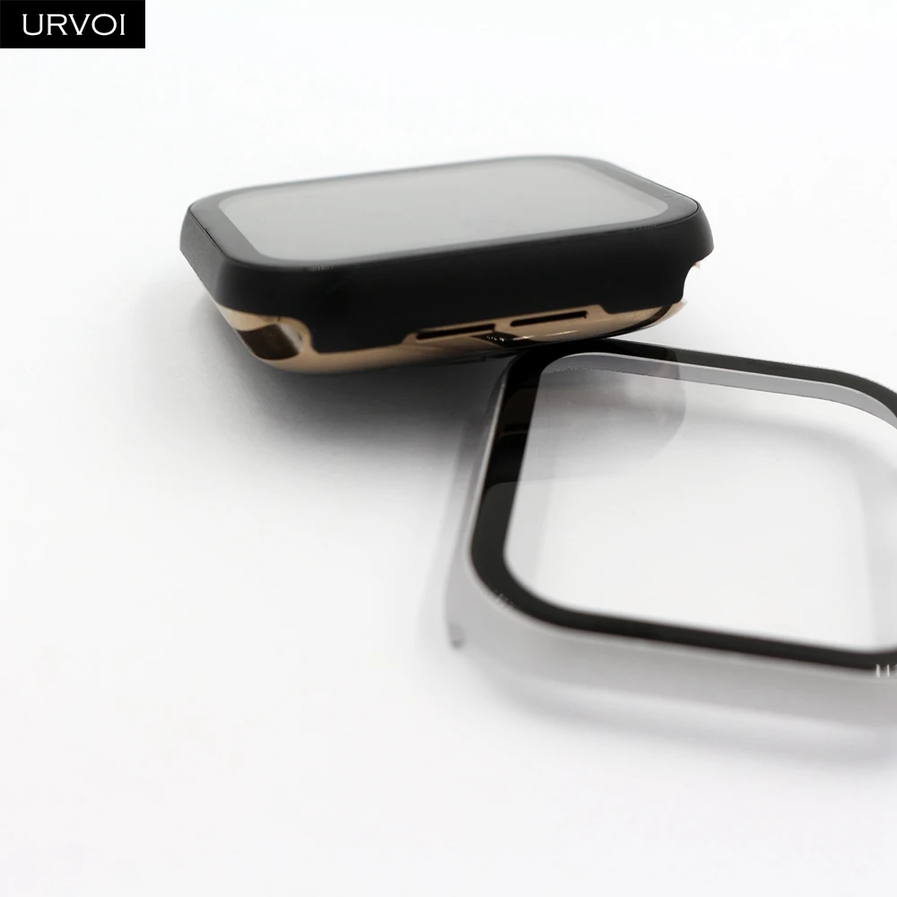 Металлический Чехол URVOI для apple watch series 5 4 3 2 1, чехол с закаленным стеклом для iwatch 40 мм 44 мм, жесткая рамка, алюминиевый бампер