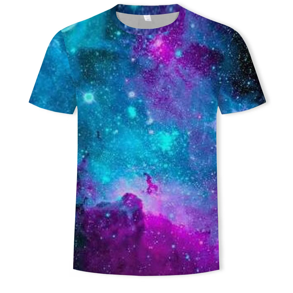 

Summer new men's T-shirt universe starry sky 3DT shirt digital printing pattern fashion street men's O-neck large size T-shirt