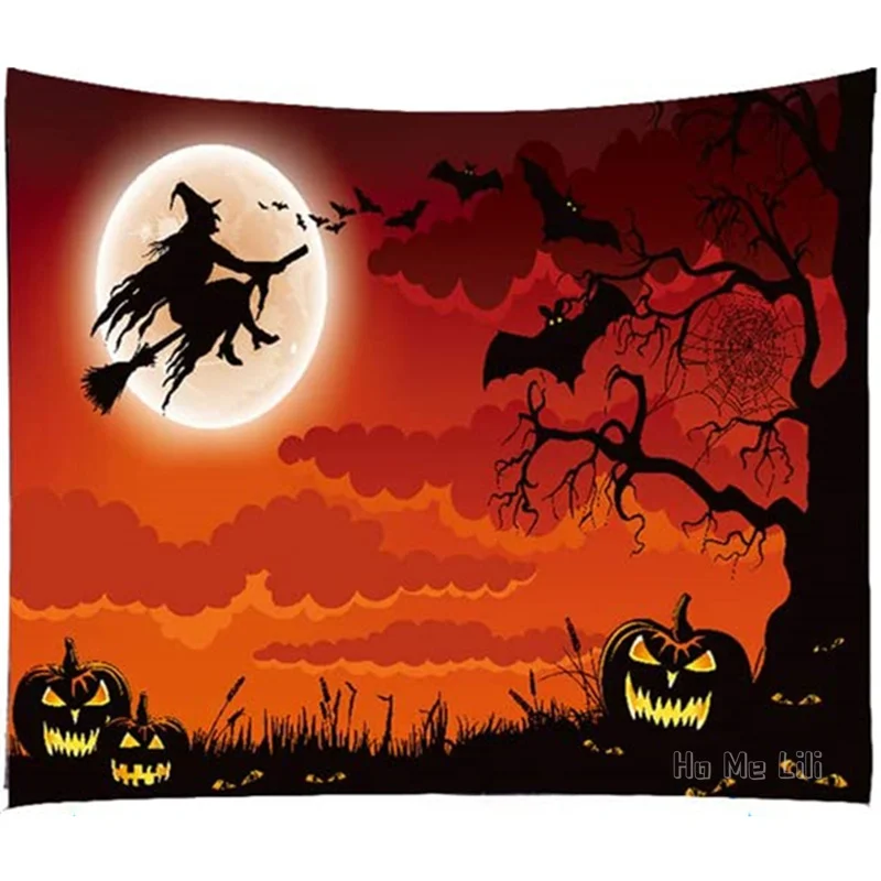 

Halloween Lovely Fun Witch Pumpkin Crow By Ho Me Lili Tapestry Wall Art Decoration For Room Dorm