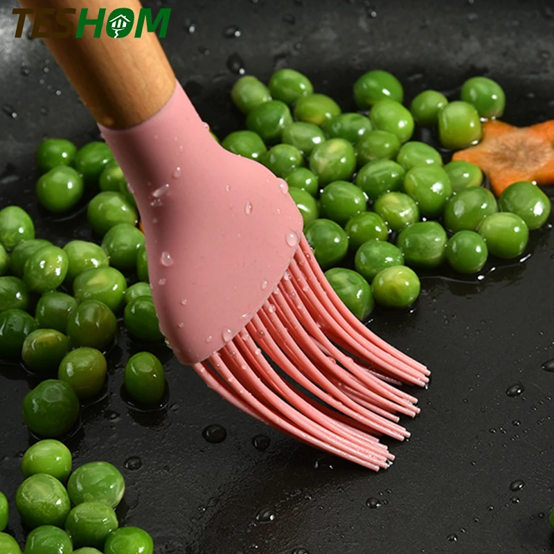 1 шт. Розовые Инструменты для приготовления пищи Премиум силиконовая деревянная