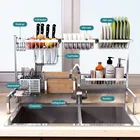 Кухонная встроенная полка для хранения из нержавеющей стали, стойка для посуды сделай сам, органайзер, многофункциональная сушилка, кухонные аксессуары