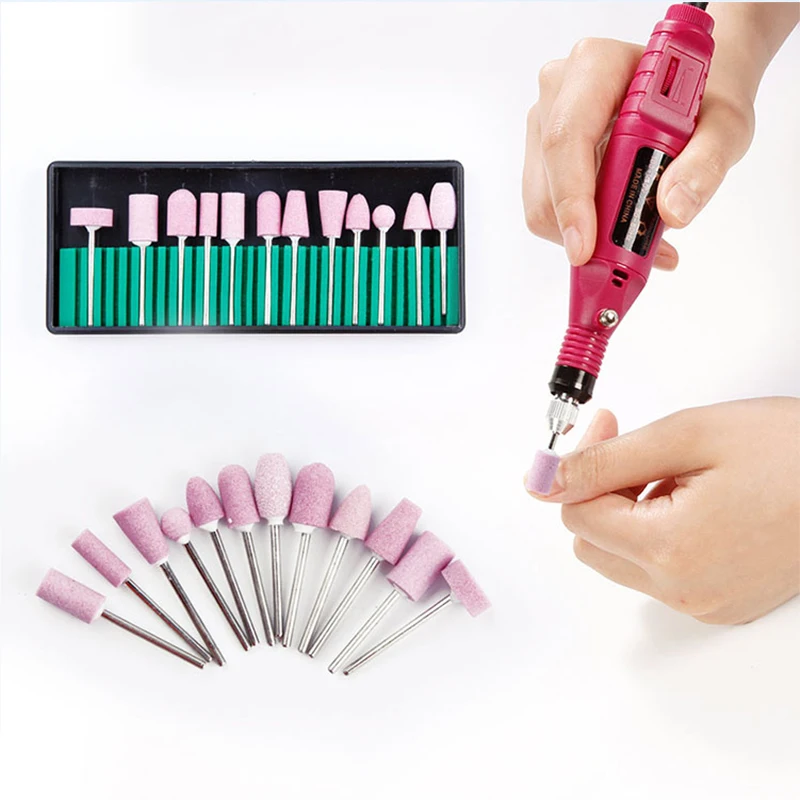 Набор сверл для дизайна ногтей из кварцевого камня 12 шт. замена 3/32 шлифовальных