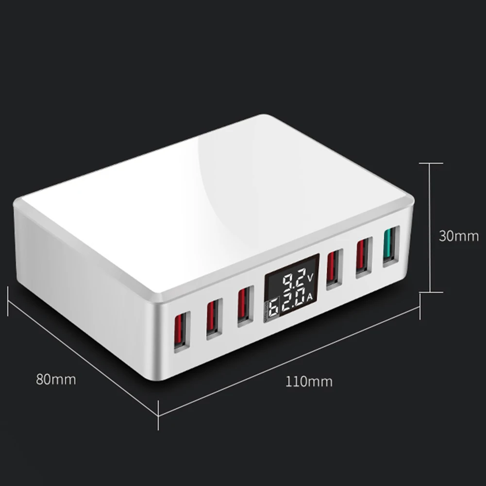 LED 5 портов 8A 10W QC 3 0 зарядное устройство USB Type C быстрое портативный
