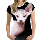 Футболка женская, с 3D-принтом кота, о-образным вырезом, быстросохнущая, лето 2021 г.