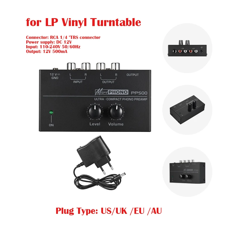 PP500 Phono Preamp усилитель с регулятором громкости RCA входной выход 1/4 &quotTRS выходной