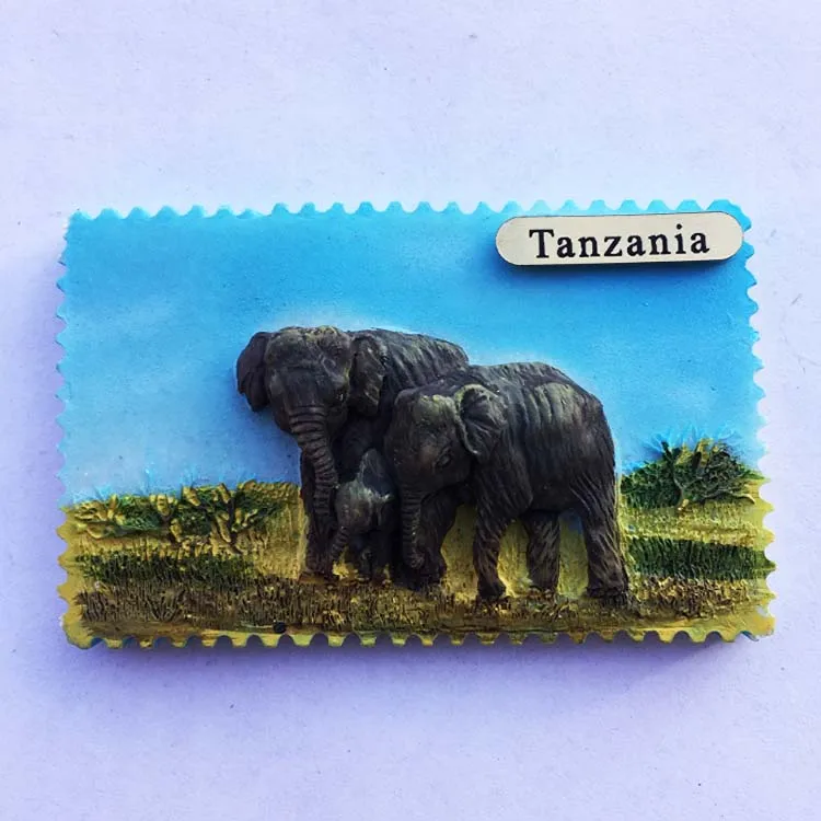 

QIQIPP African Tanzania elephant a three-dimensional tourist souvenir magnetic sticker refrigerator sticker creative collection