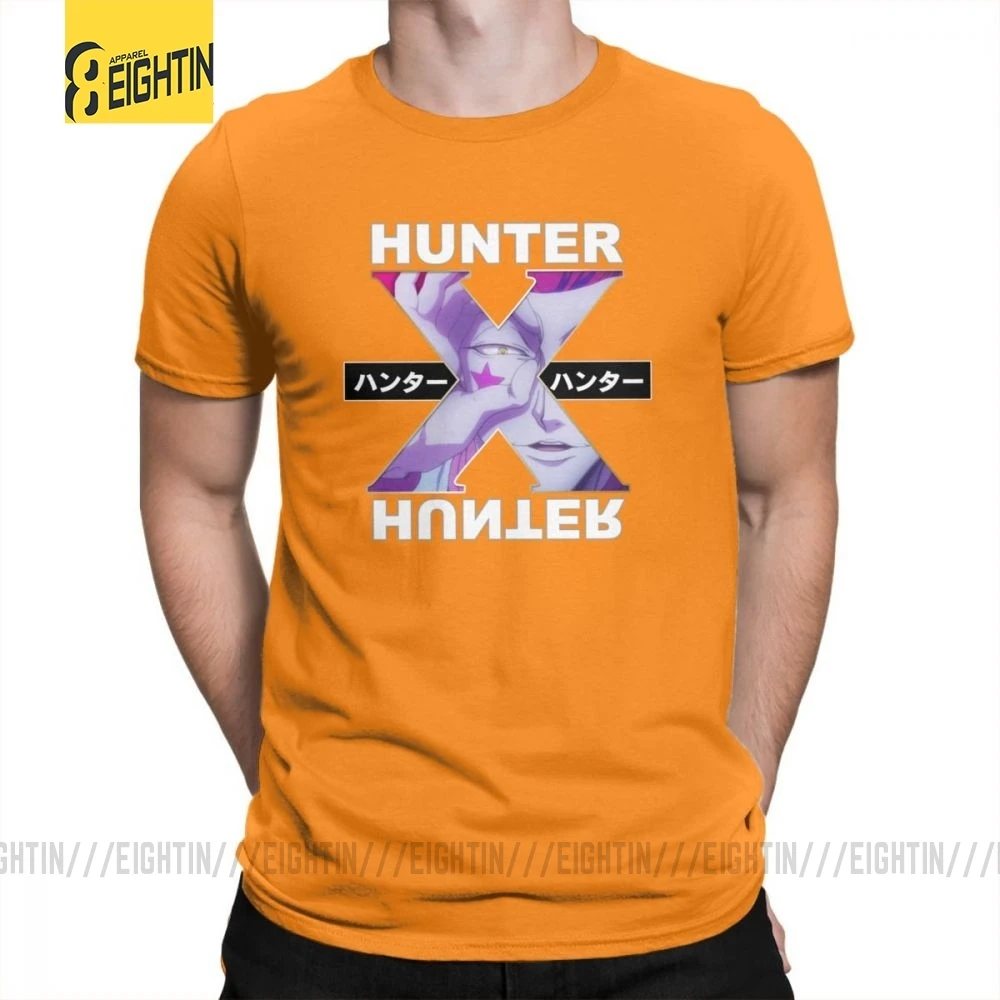 Hunter X Hunter футболки Hisoka очищенные хлопковые футболки с круглым воротником классические уличные футболки с коротким рукавом мужские комиксы плюс - Цвет: Оранжевый