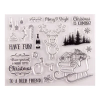 christmas sleigh transparent clear silicone stamp seal diy scrapbooking rubber stamping coloring embossing diary decor reusable