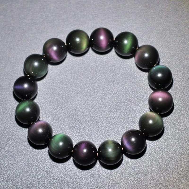 Браслет с радужными глазами из натурального обсидиана Ювелирное Украшение